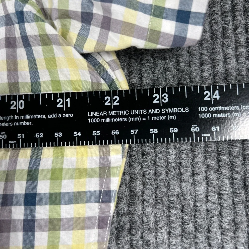 Banana‎ Republic Shirt Mens Large White Plaid Short Sleeve Slim Fit Button Up